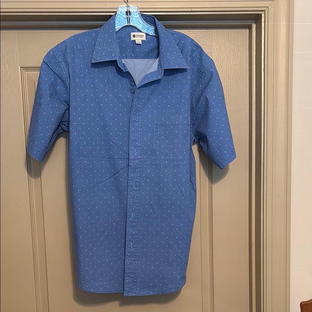Haggar Blue Casual Button Down Shirt